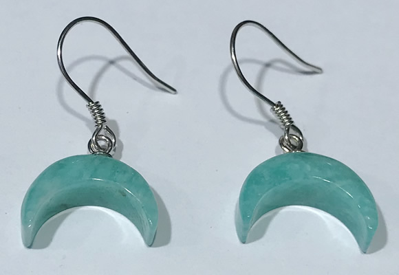 NGE433 10*14mm moon-shaped amazonite earrings wholesale