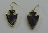NGE5004 18*25mm - 20*30mm arrowhead amethyst earrings