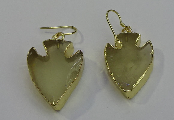 NGE5008 20*30mm - 25*30mm arrowhead lemon quartz earrings