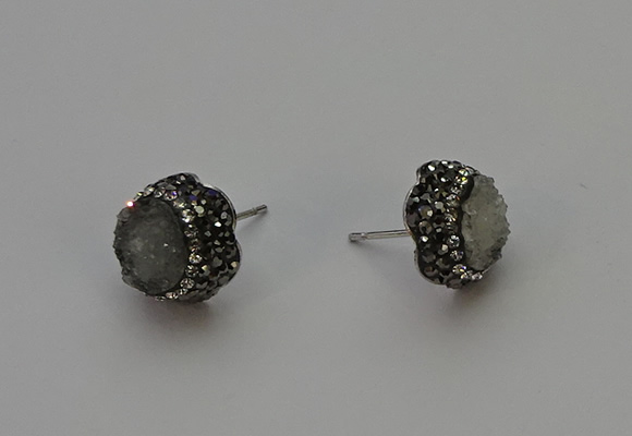 NGE5015 12mm freeform druzy agate gemstone earrings wholesale