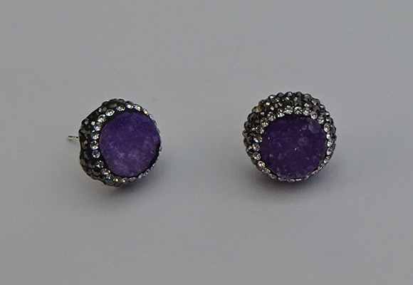 NGE5016 12mm freeform druzy agate gemstone earrings wholesale