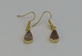 NGE5020 8*12mm teardrop druzy agate gemstone earrings wholesale