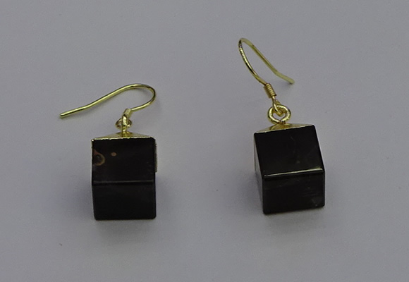 NGE5088 10*15mm cube smoky quartz gemstone earrings wholesale