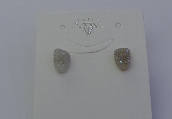 NGE5109 5*8mm freeform plated druzy quartz earrings wholesale