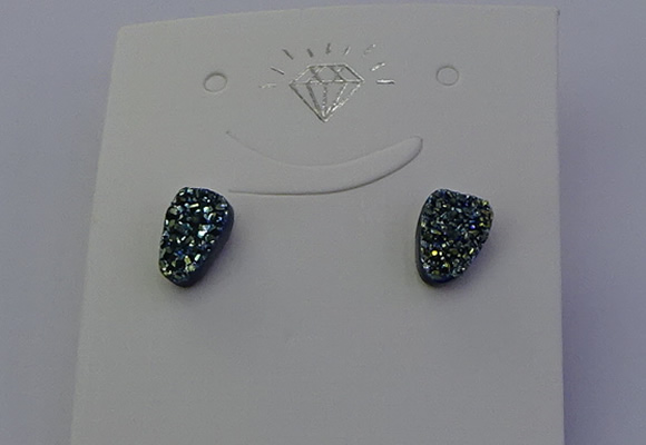 NGE5110 5*8mm freeform plated druzy quartz earrings wholesale