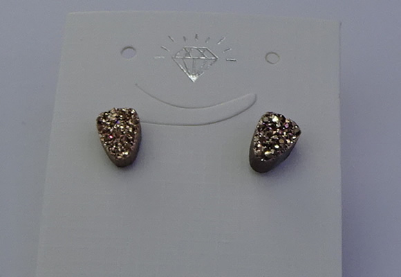 NGE5113 5*8mm freeform plated druzy quartz earrings wholesale
