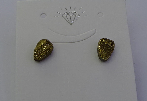NGE5114 5*8mm freeform plated druzy quartz earrings wholesale