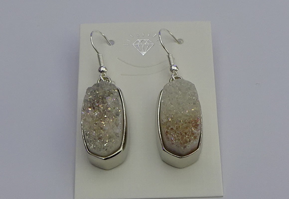 NGE5120 10*22mm - 12*25mm freeform plated druzy quartz earrings