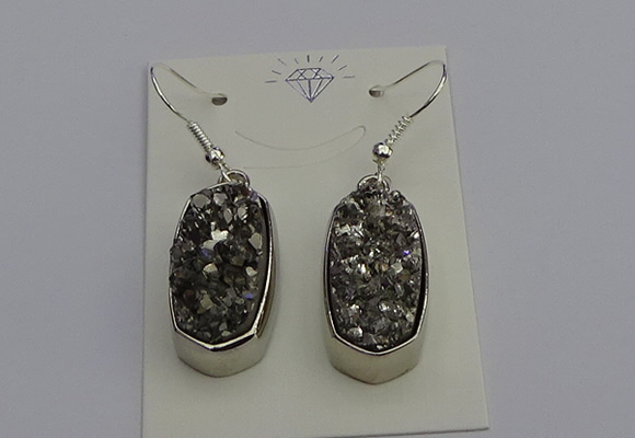 NGE5121 10*22mm - 12*25mm freeform plated druzy quartz earrings
