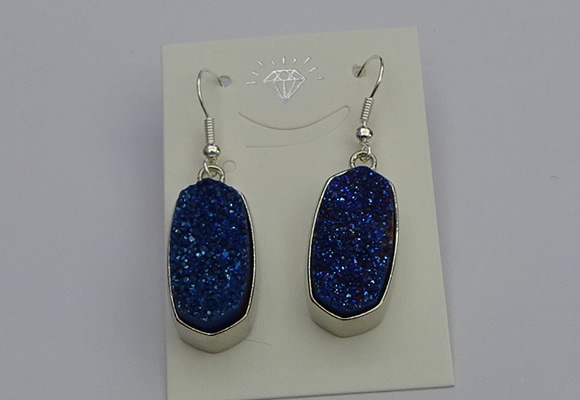 NGE5125 10*22mm - 12*25mm freeform plated druzy quartz earrings