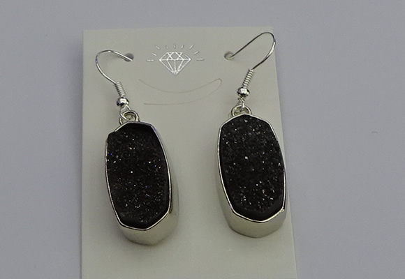 NGE5127 10*22mm - 12*25mm freeform plated druzy quartz earrings