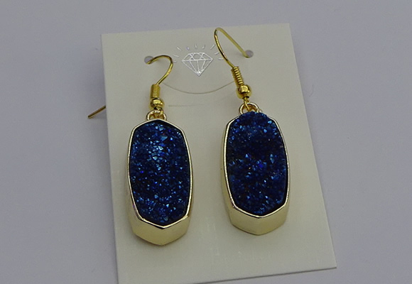 NGE5135 10*22mm - 12*25mm freeform plated druzy quartz earrings