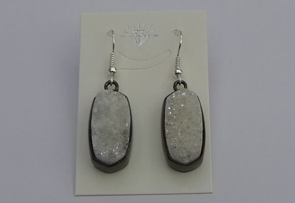 NGE5140 10*22mm - 12*25mm freeform plated druzy quartz earrings