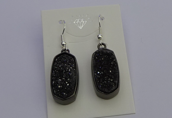 NGE5146 10*22mm - 12*25mm freeform plated druzy quartz earrings