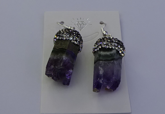 NGE5150 12*20mm - 10*25mm freeform amethyst earrings wholesale