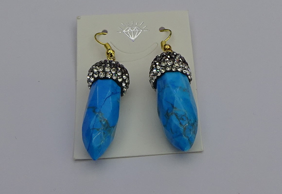 NGE5152 10*30mm - 12*30mm faceted bullet white howlite earrings