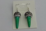 NGE5167 10*30mm faceted cone white howlite turquoise earrings