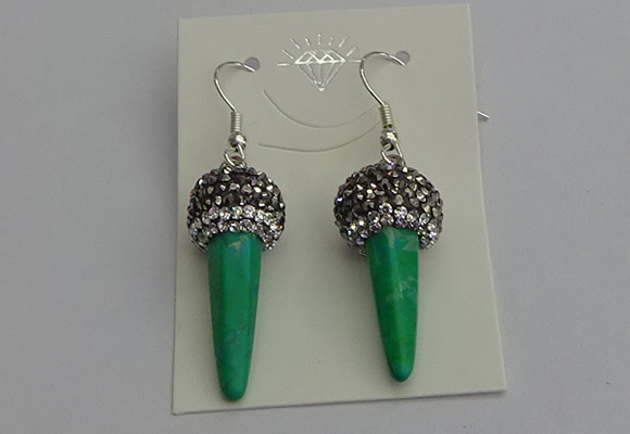 NGE5167 10*30mm faceted cone white howlite turquoise earrings