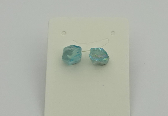 NGE5184 5*8mm - 6*10mm nuggets plated druzy quartz earrings