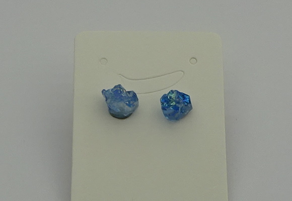 NGE5185 5*8mm - 6*10mm nuggets plated druzy quartz earrings