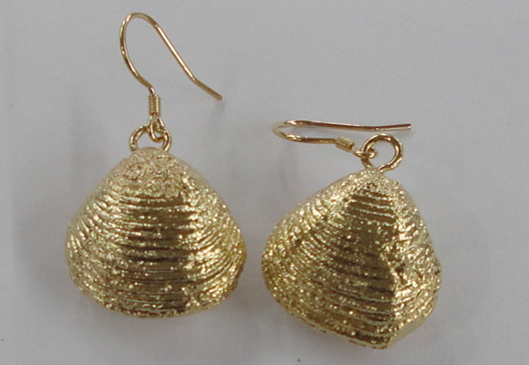 NGE54 18*20mm - 20*22mm freeform plated shell fossil earrings