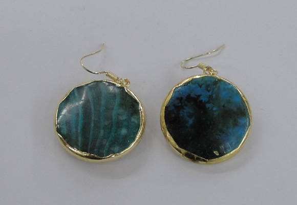 NGE58 30mm flat round agate gemstone earrings wholesale