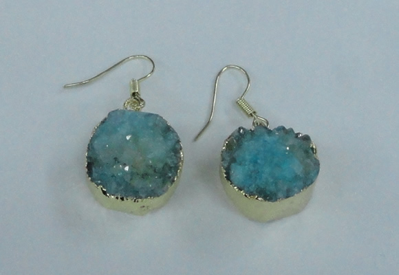 NGE71 18mm coin druzy agate gemstone earrings wholesale