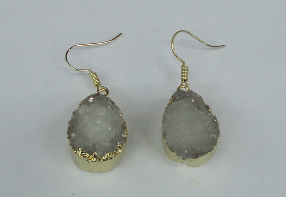 NGE85 15*20mm teardrop druzy agate gemstone earrings wholesale