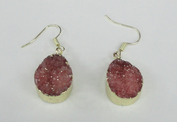 NGE86 15*20mm teardrop druzy agate gemstone earrings wholesale