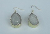 NGE90 18*25mm teardrop druzy agate gemstone earrings wholesale
