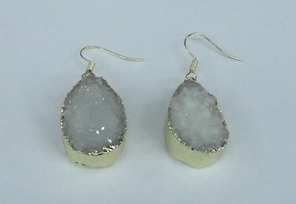NGE90 18*25mm teardrop druzy agate gemstone earrings wholesale