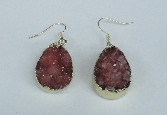 NGE91 18*25mm teardrop druzy agate gemstone earrings wholesale