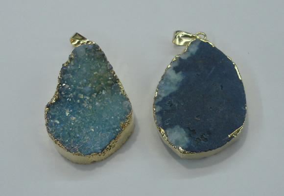 NGP1028 25*35mm - 35*45mm freeform druzy agate beads pendant