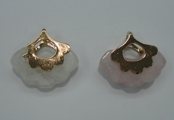 NGP1070 8*25*28mm rose quartz pendants with brass setting