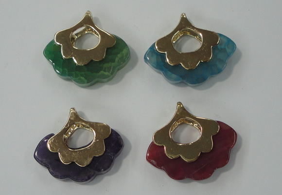 NGP1074 8*25*28mm agate gemstone pendants with brass setting
