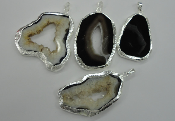 NGP1116 30*45 - 45*55mm freeform druzy agate pendants with brass setting