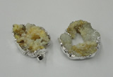 NGP1138 25*35mm - 40*45mm freeform druzy agate pendants with brass setting