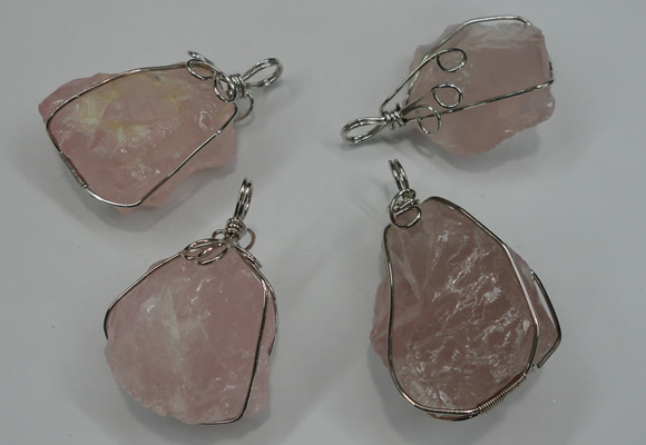 NGP1292 18*30mm – 25*35mm nuggets rose quartz pendants