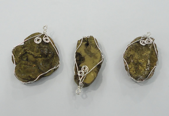 NGP1320 30*40mm - 45*55mm freeform agate pendants with brass setting
