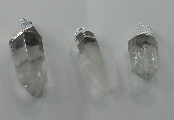 NGP1350 10*35mm - 15*60mm faceted nuggets white crystal pendants