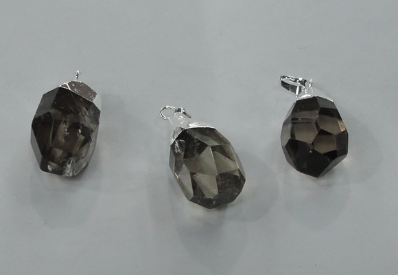 NGP1355 15*25mm - 18*30mm faceted nuggets smoky quartz pendants