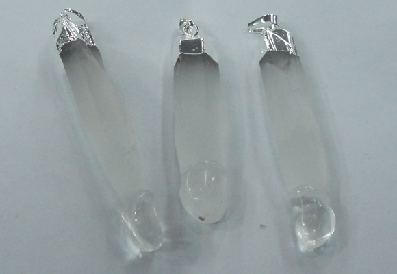 NGP1358 10*45mm - 15*75mm carved white crystal pendants