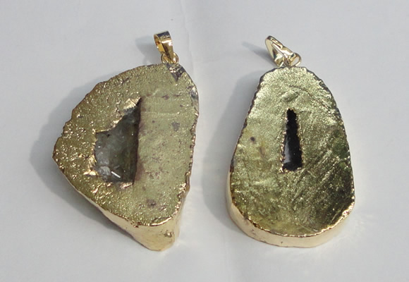 NGP1386 35*40mm - 40*50mm freeform plated druzy agate pendants