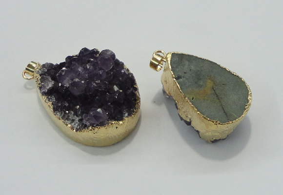 NGP1402 22*35mm - 30*40mm freeform druzy amethyst pendants wholesale