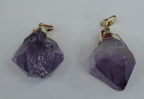 NGP1464 20*35mm - 25*40mm nuggets amethyst gemstone pendants