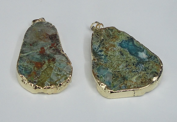 NGP1471 30*40mm - 40*50mm freeform chrysocolla gemstone pendants