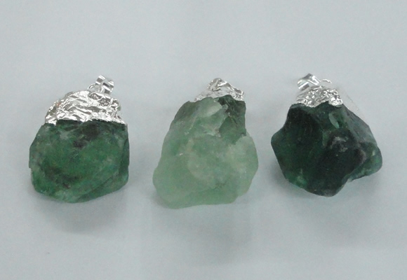 NGP1482 20*35mm - 25*45mm nuggets green fluorite pendants
