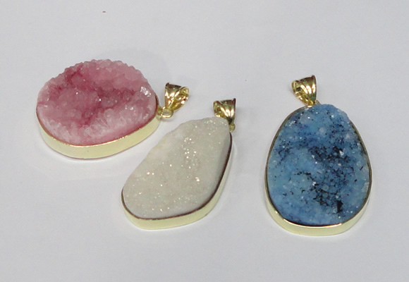 NGP1516 20*30mm - 25*35mm freeform plated druzy agate pendants