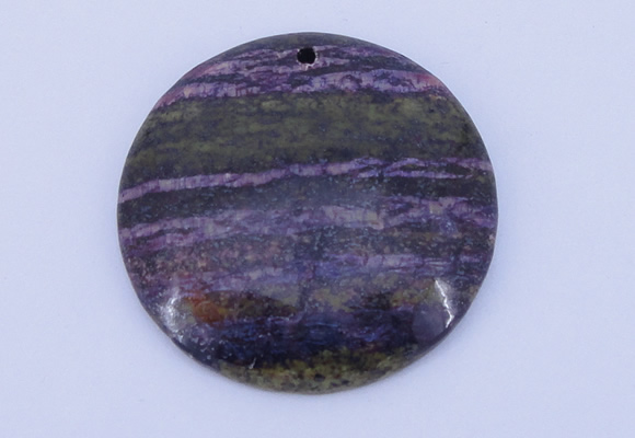 NGP152 2pcs 45mm flat round fashion long spar stone pendants