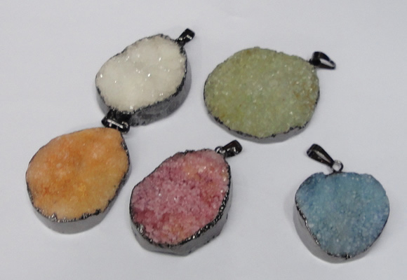 NGP1523 30*35mm - 30*40mm freeform plated druzy agate pendants